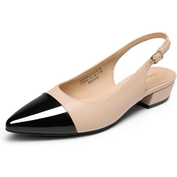 🆕Women Sling back Heels Pointed Closed Toe Low Block Pumps for Party Wedding - - Picture 1 of 7